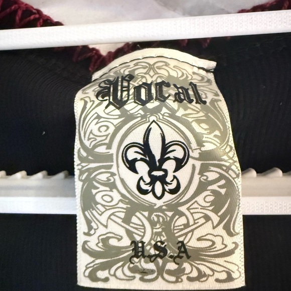 Vocal Black and Burgundy Winged Cross Tank Top - Picture 6 of 9